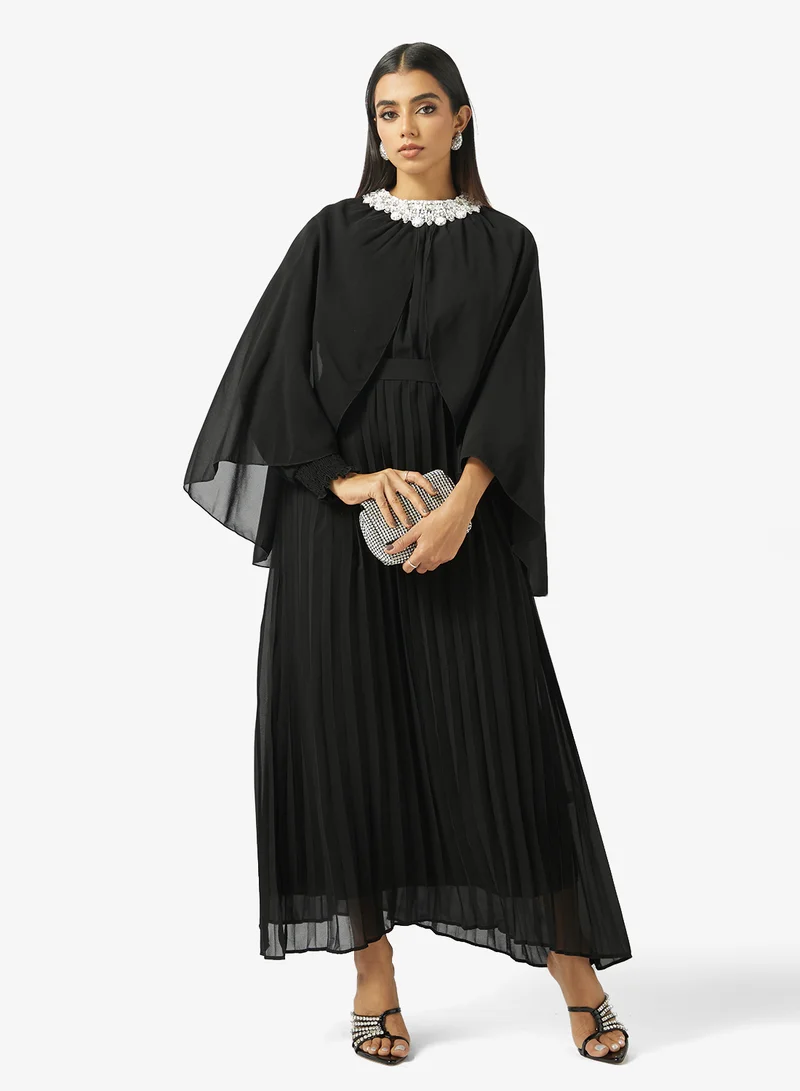Khizana  Cape Dress With Embellished Neck for Women | Best Price UAE